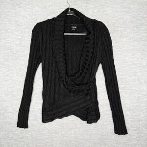 Vintage Frederick's Of Hollywood Shawl Collar Sweater Wrap Y2K Size Medium Black
